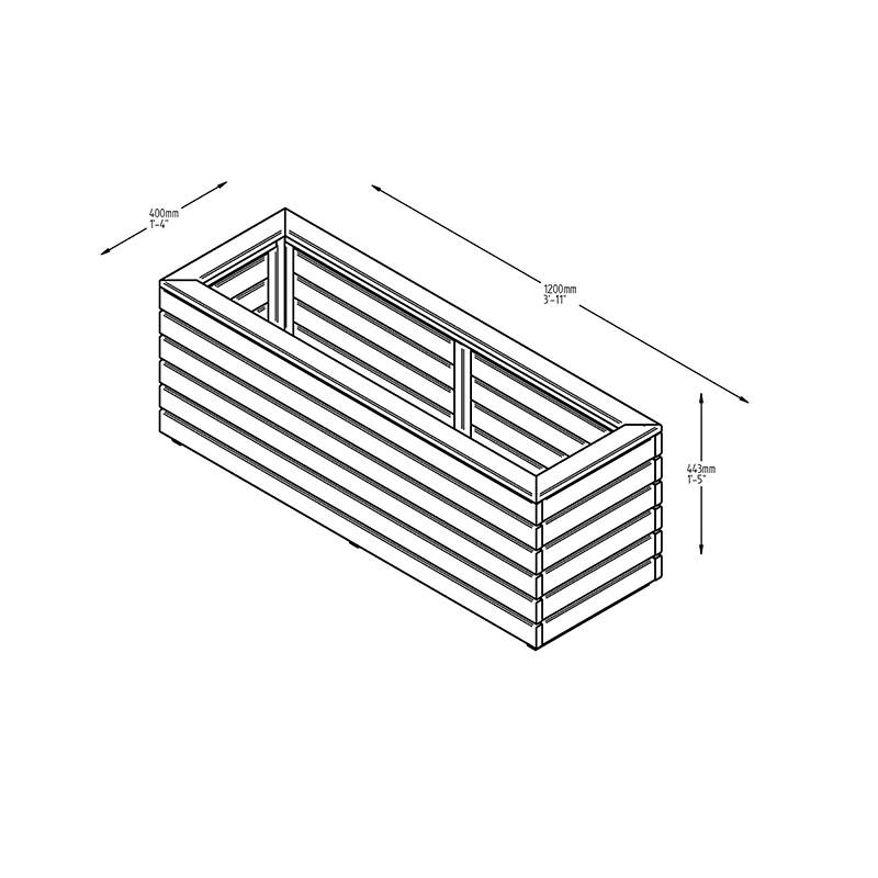 Linear Wooden Garden Planter Long