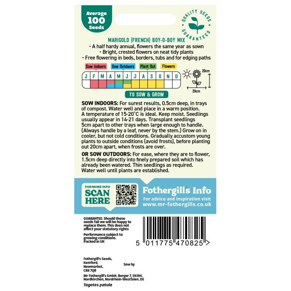 Marigold (French) Boy-O-Boy Mixed Seeds