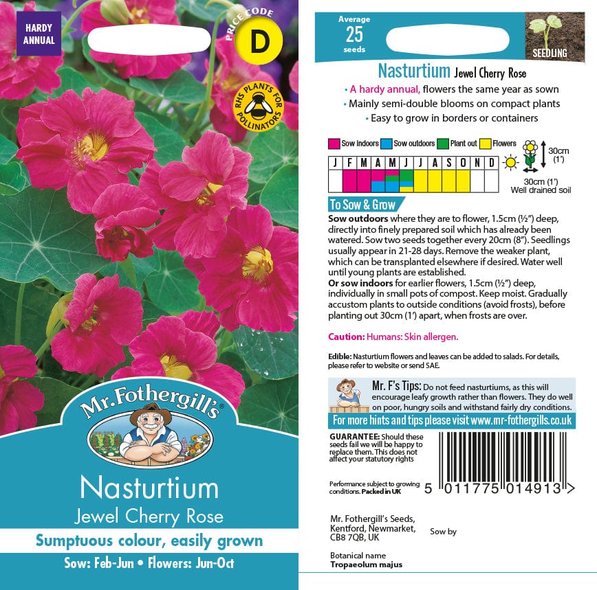 Nasturtium Jewel Cherry Rose Seeds
