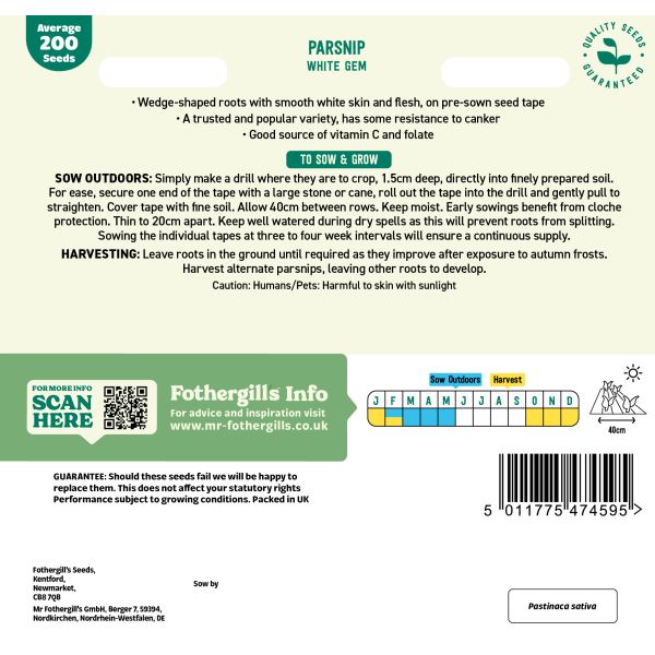 Parsnip White Gem Seed Tape