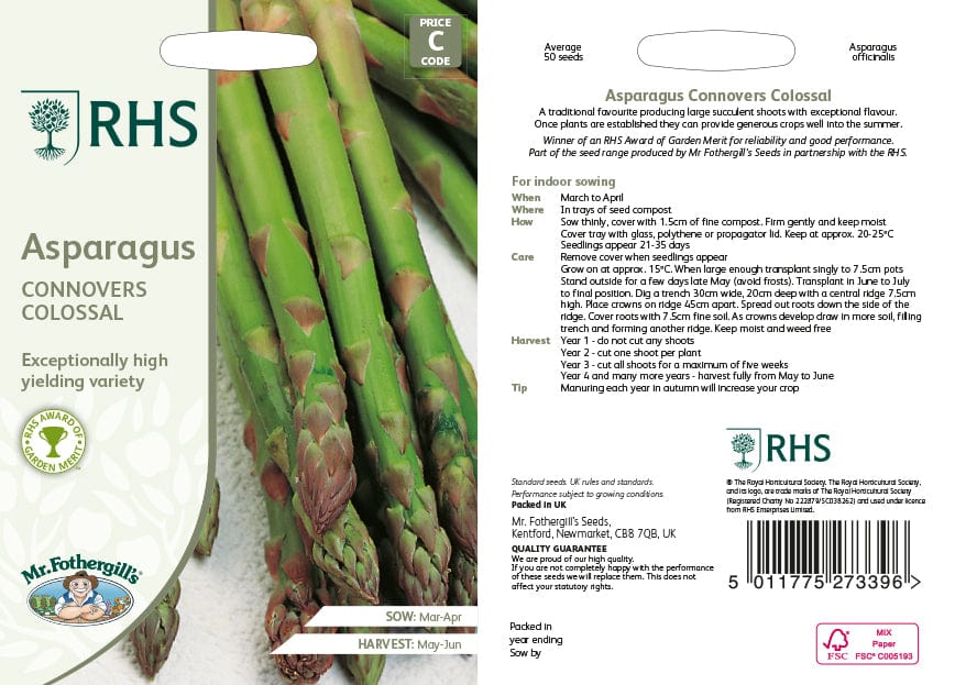 RHS Asparagus Connover's Colossal