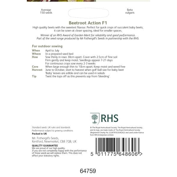 RHS Beetroot Action F1 Seeds