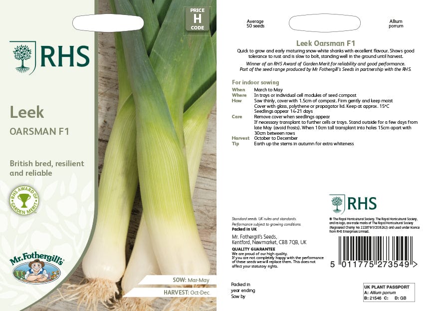 RHS Leek Oarsman F1 Seeds