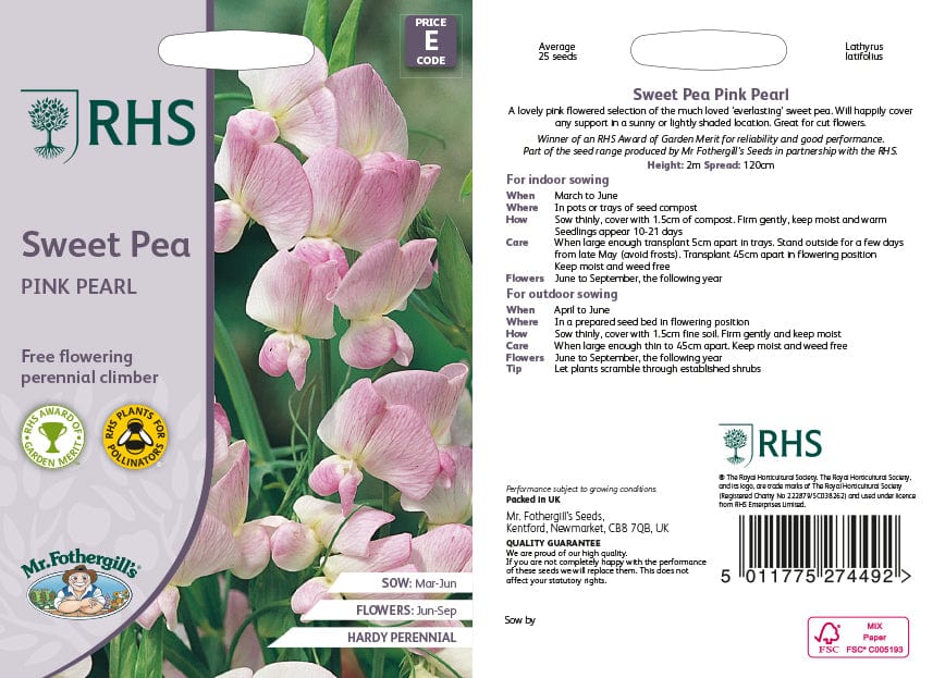 RHS Sweet Pea Pink Pearl