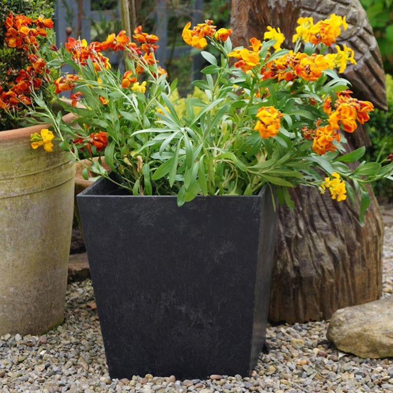 Sonata Recycled and Unbreakable Plant Pots 33cm Slate Twin Pack