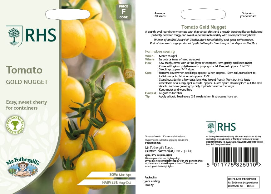 Tomato (Cherry) Gold Nugget Vegetable Seeds
