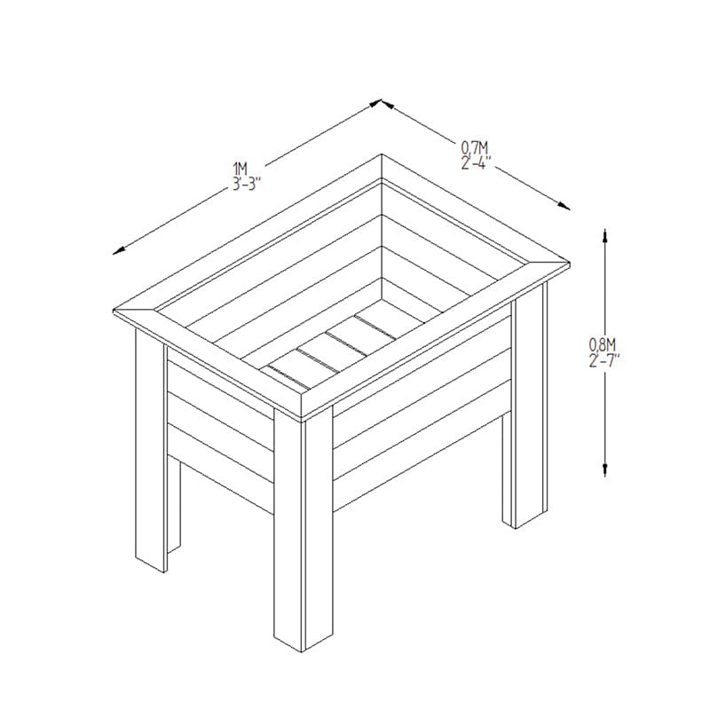 Wooden Garden Deep Root Planter 1m